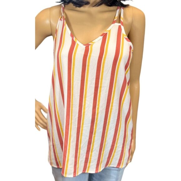 Pink‎ Rose Gauzy Tank Top Size Small Striped Lagenlook Coastal Wild Child - Picture 2 of 6